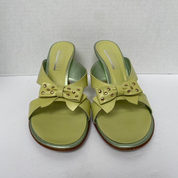 Lumiani Leather Green Wedge 4" High Heels Size 40 - Picture 3 of 5